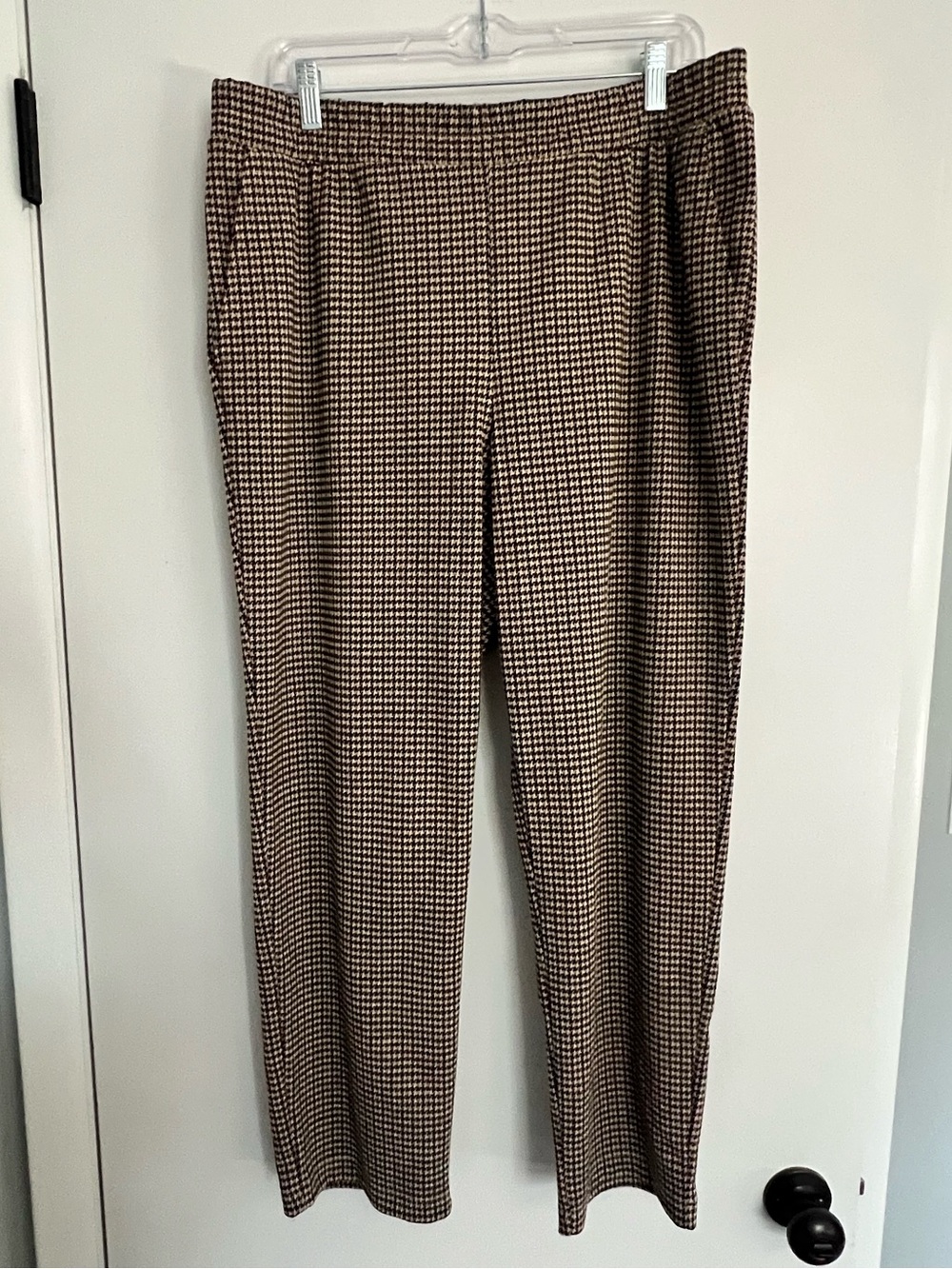 a new day Brown & Cream Houndstooth Straight Trousers